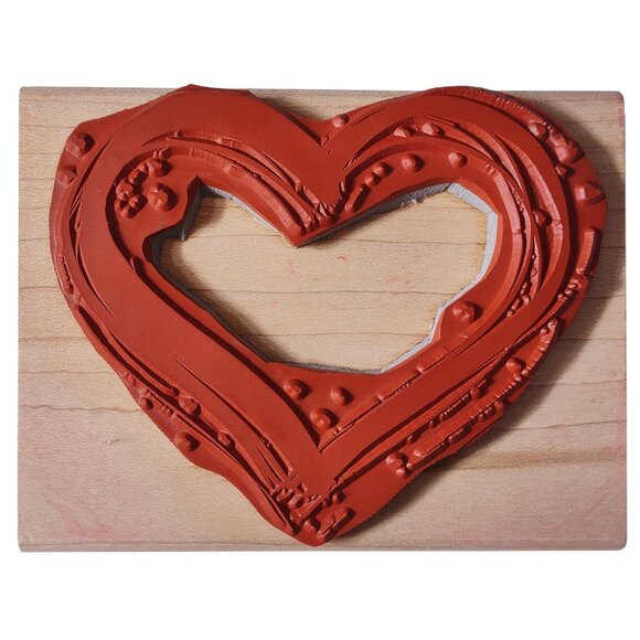 Painted Heart Rubber Stamp By DeNami Design Wood-Mounted Stamp - Picture 2 of 4